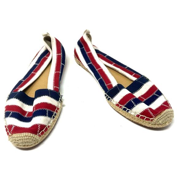 Adrienne Vittadini 8.5 Womens Shoes Red White Blue Slip‎ On Ballet Flats Casual - Picture 1 of 8